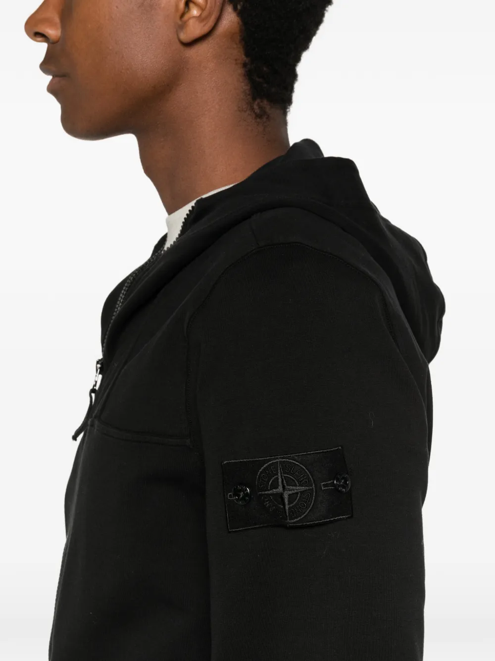 Stone Island Hoodie met logopatch Zwart