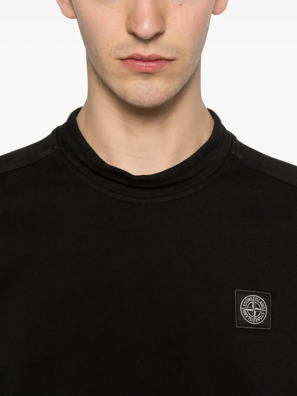 Stone Island T-shirt met Compass-logopatch Zwart
