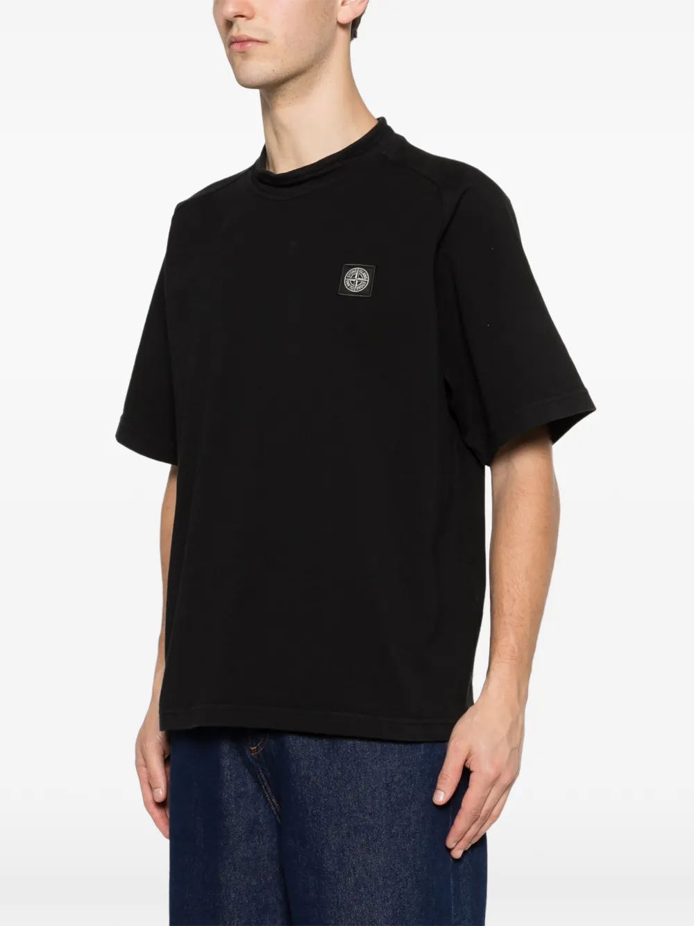 Stone Island T-shirt met Compass-logopatch Zwart