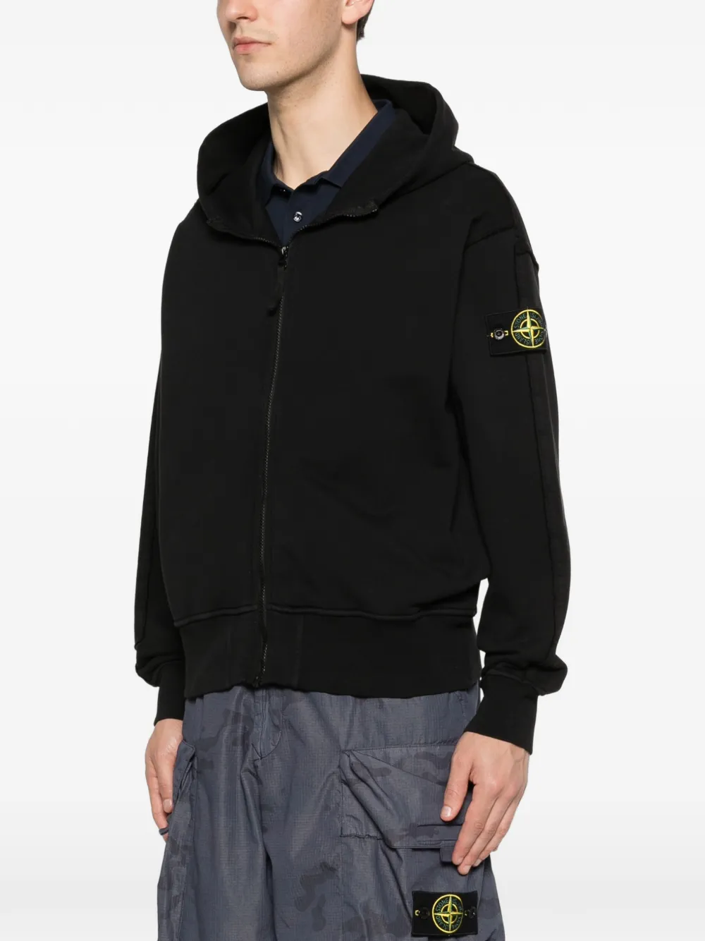 Stone Island Hoodie met logopatch Zwart