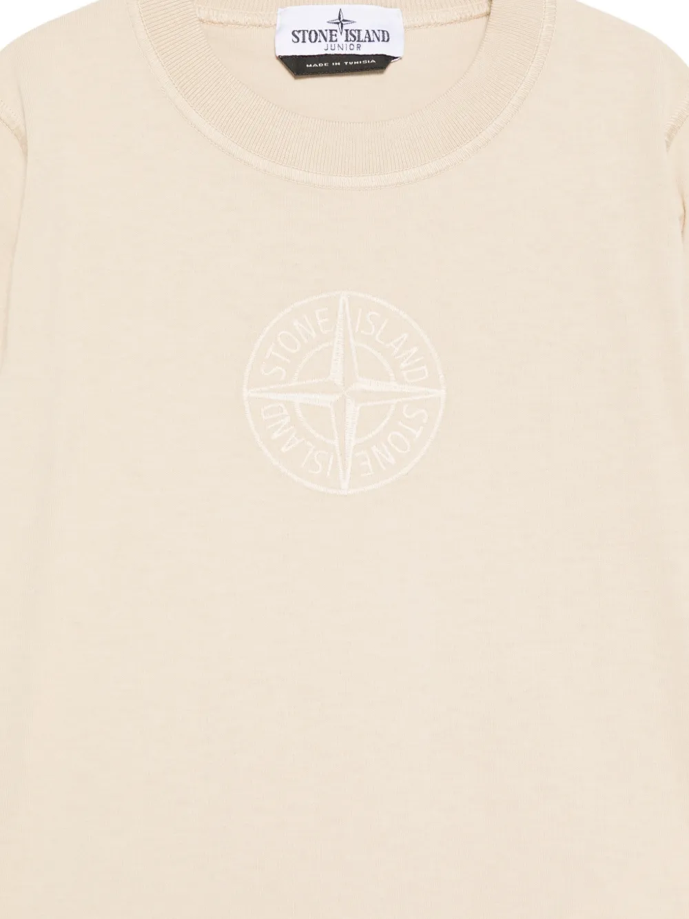 Stone Island Junior T-shirt met geborduurd logo Beige