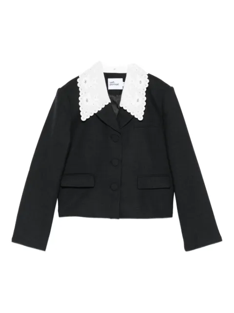 Self-Portrait embroidered-collar jacket