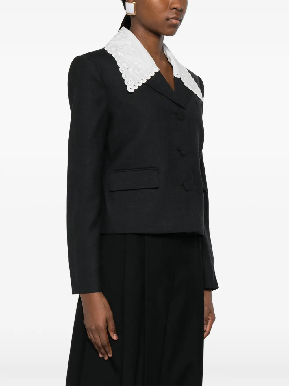  Self-portrait Embroidered-collar Jacket - Grey 