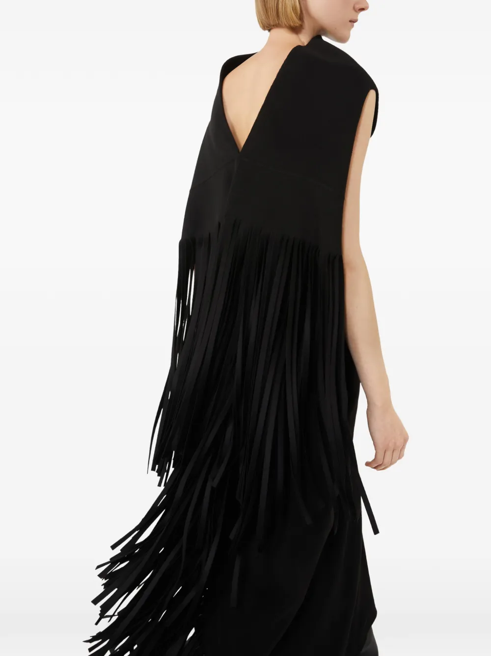 Max Mara Fringed Dress In Black