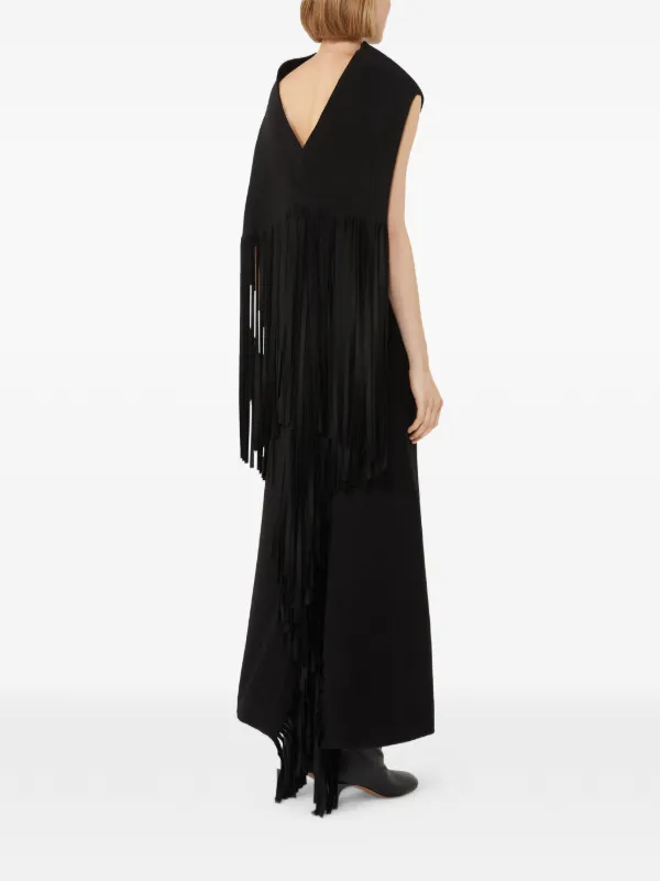 max mara black dress Sportmax Long flared - Women hugging Stand collar Long sleeves 70% wool Max Mara Fringed Dress |