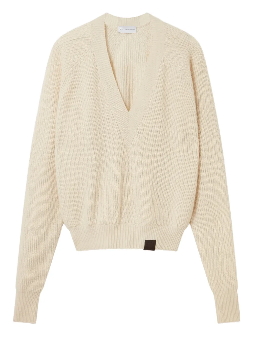 Stella Mccartney V-neck Ribbed Sweater In Neutral