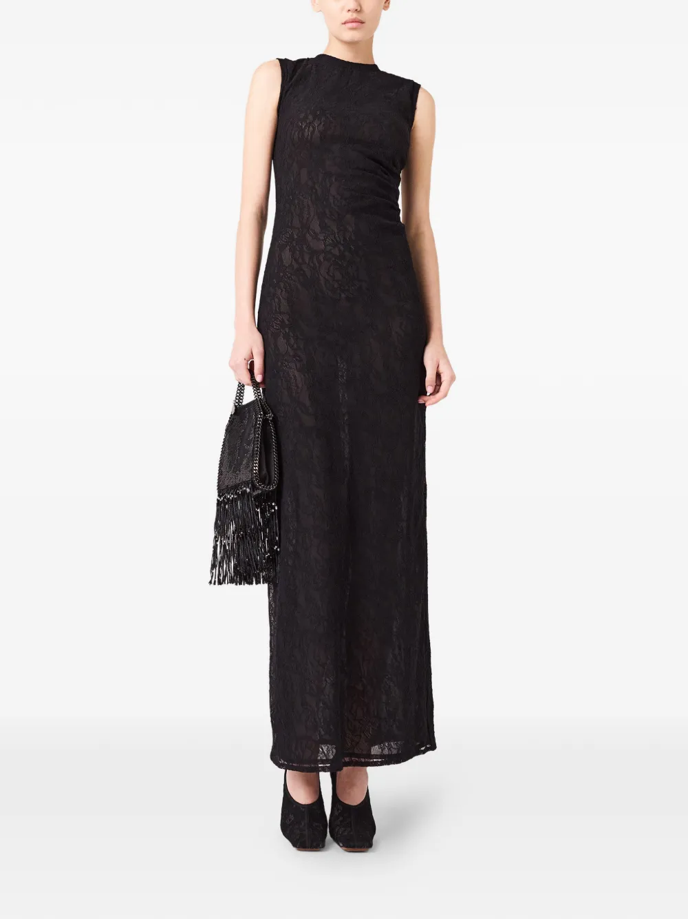 Stella McCartney Mouwloze kanten maxi-jurk Zwart