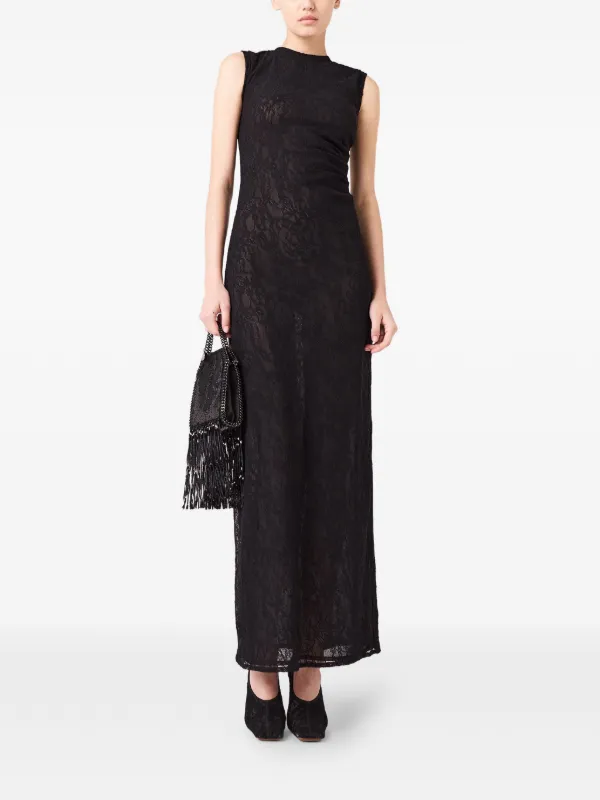 stella mccartney black lace dress Lace-trimmed minidress in black - Stella Mc Cartney