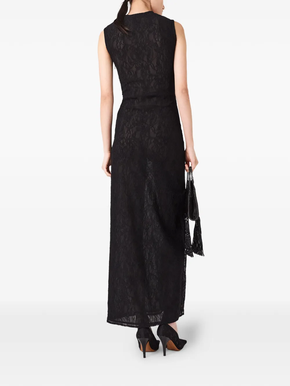 Stella McCartney Mouwloze kanten maxi-jurk Zwart