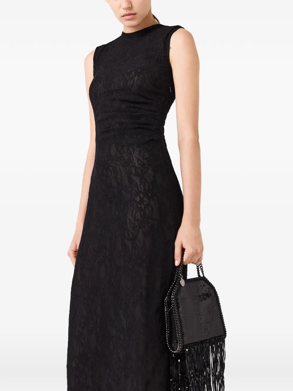 Stella McCartney Mouwloze kanten maxi-jurk Zwart