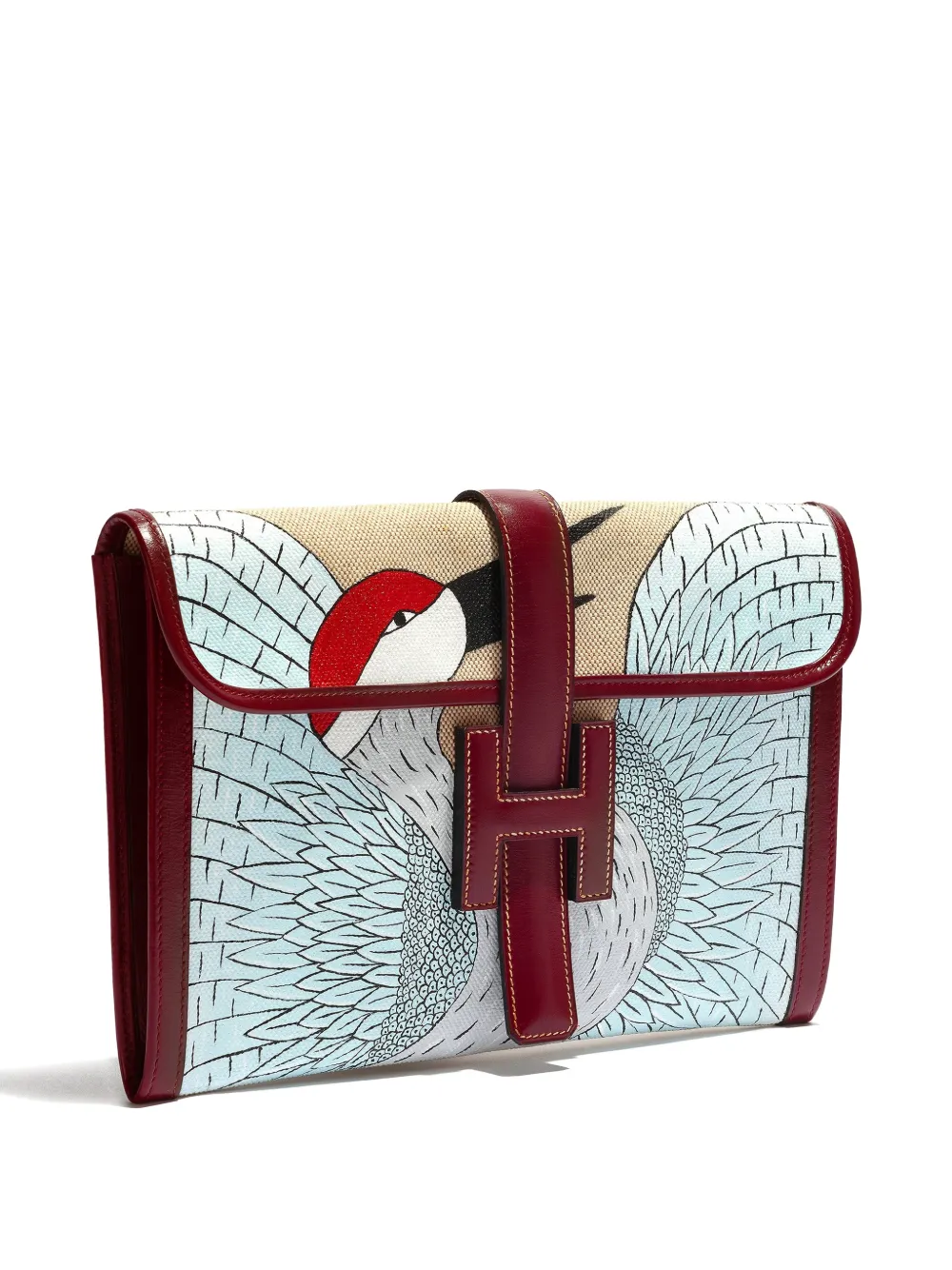 Pre-owned Hermes 1981 Pm Jige Elan Clutch Bag In Neutral