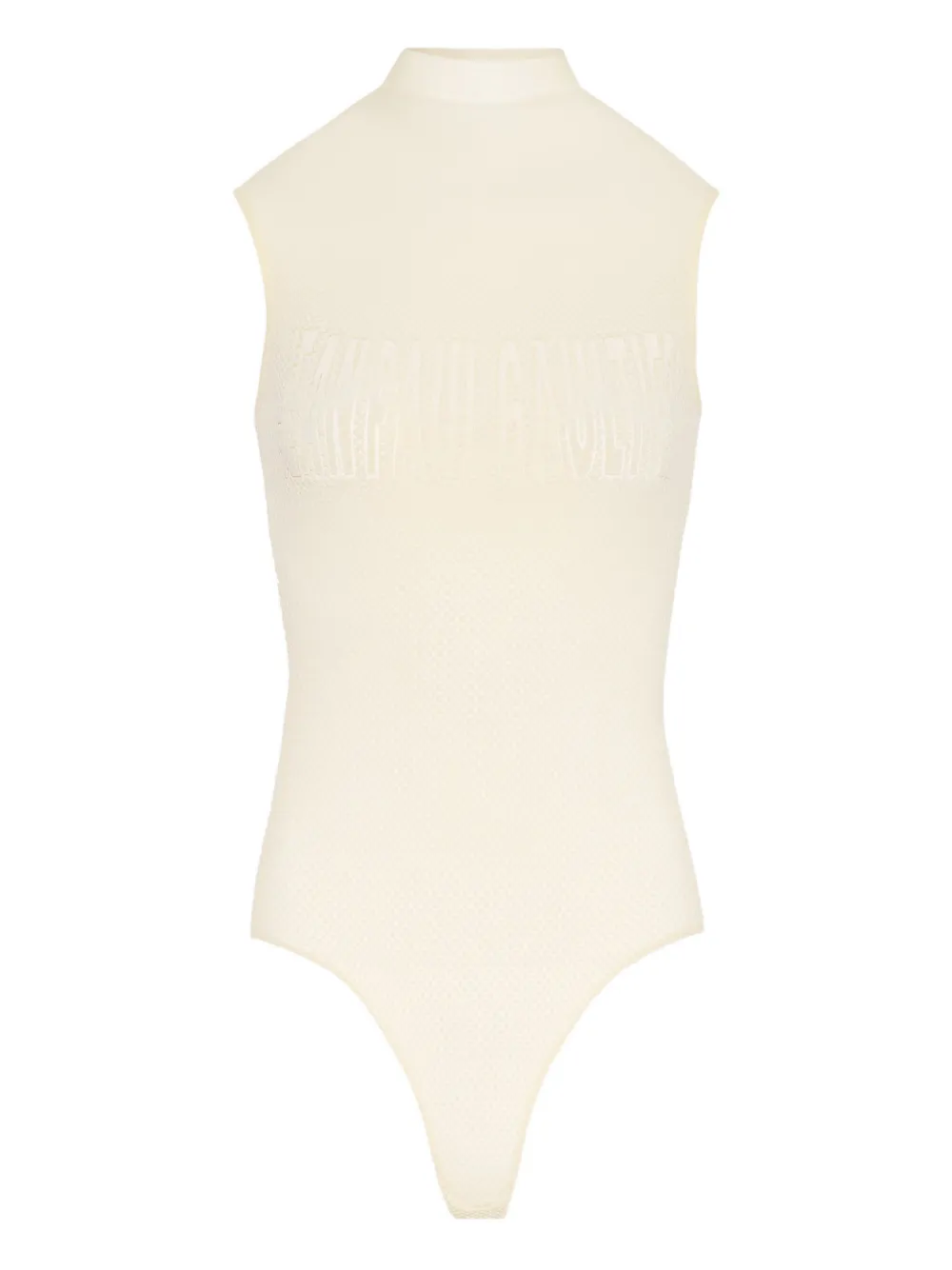 Jean Paul Gaultier Mesh Flocked Bodysuit In Neutral