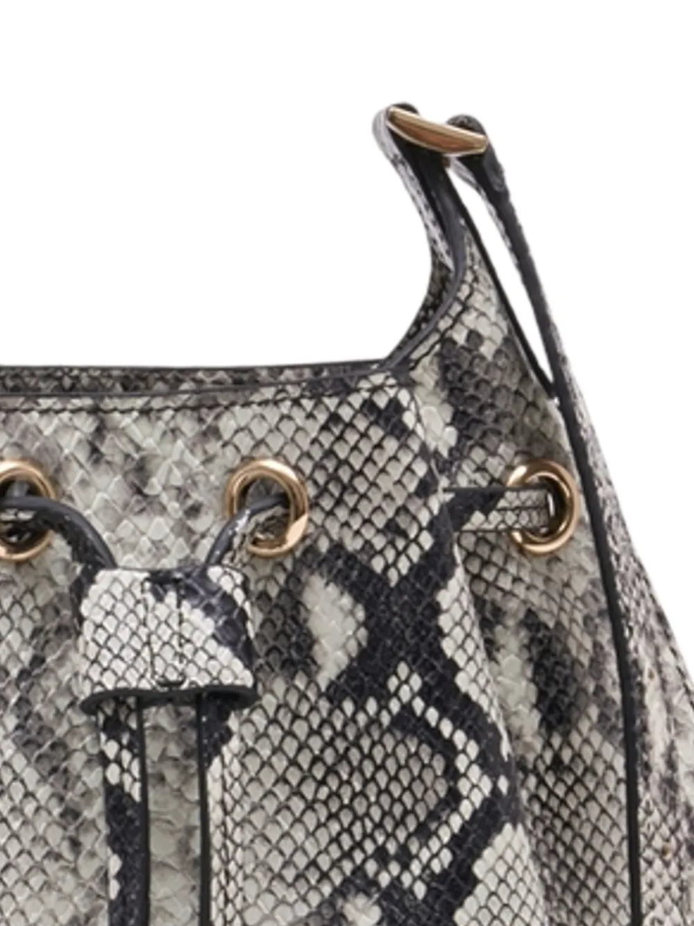 Anine Bing Mini Alana Snakeskin-print Bucket Bag In Gray