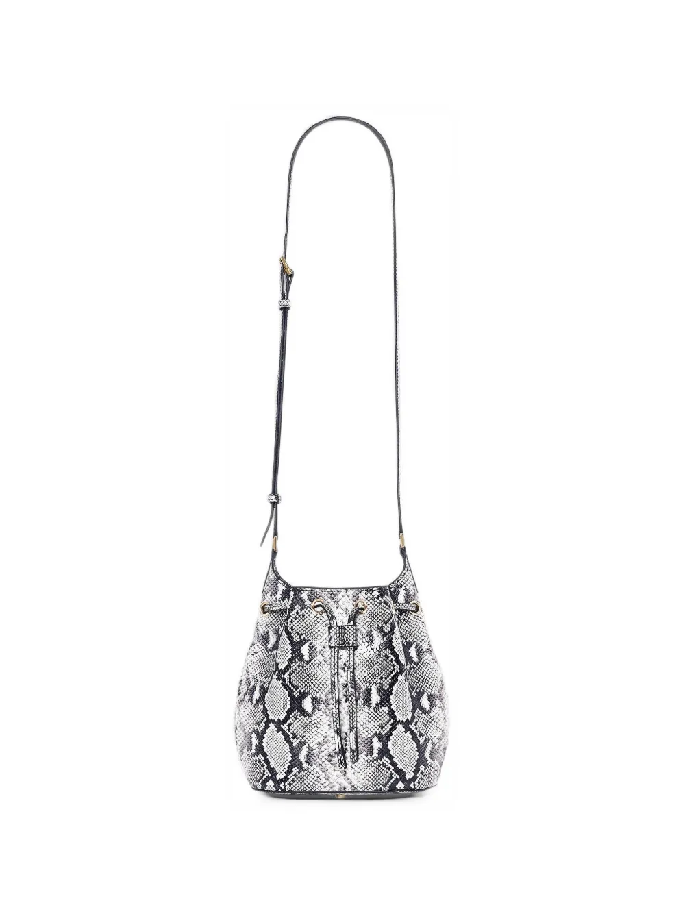 ANINE BING mini Alana snakeskin-print bucket bag - Grigio