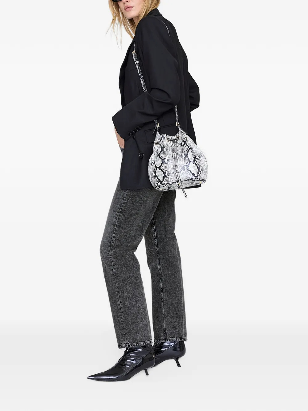 ANINE BING Alana mini bucket-tas Grijs