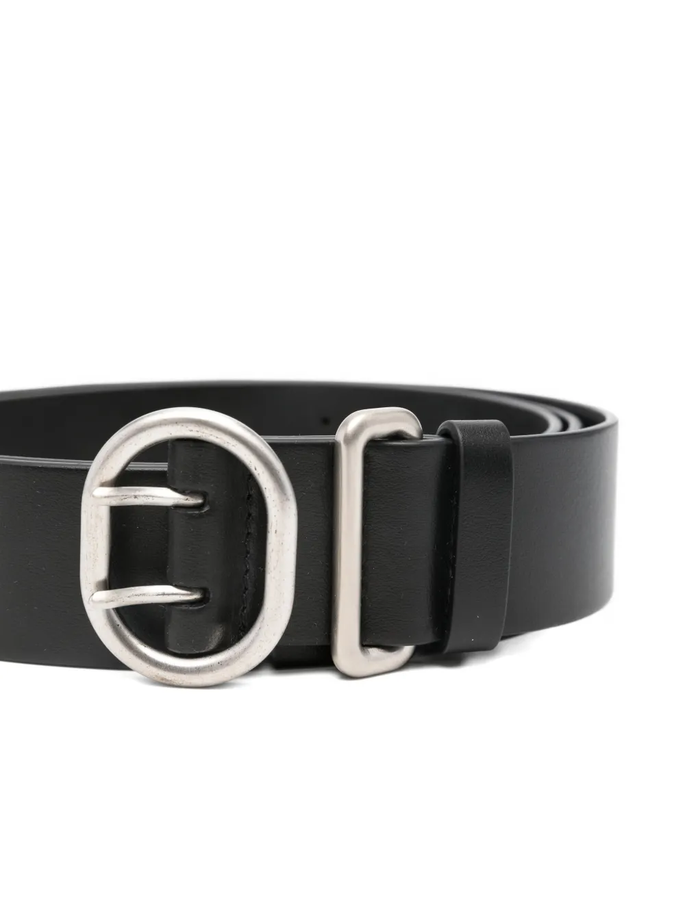  Jil Sander Round Buckle Belt - Black 