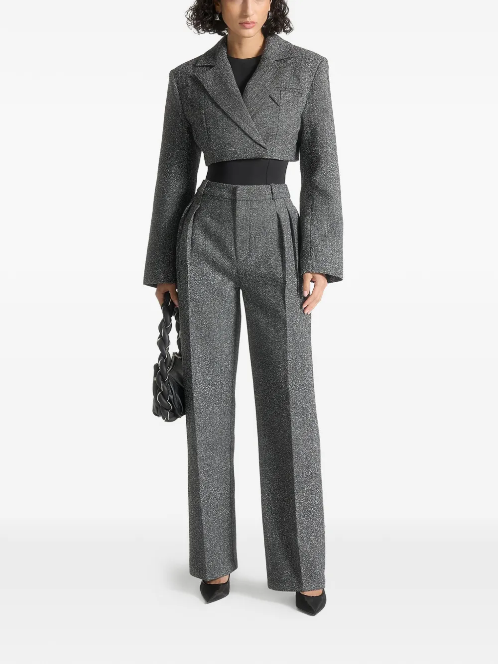 Manière De Voir pleat herringbone tailored trousers - Grijs