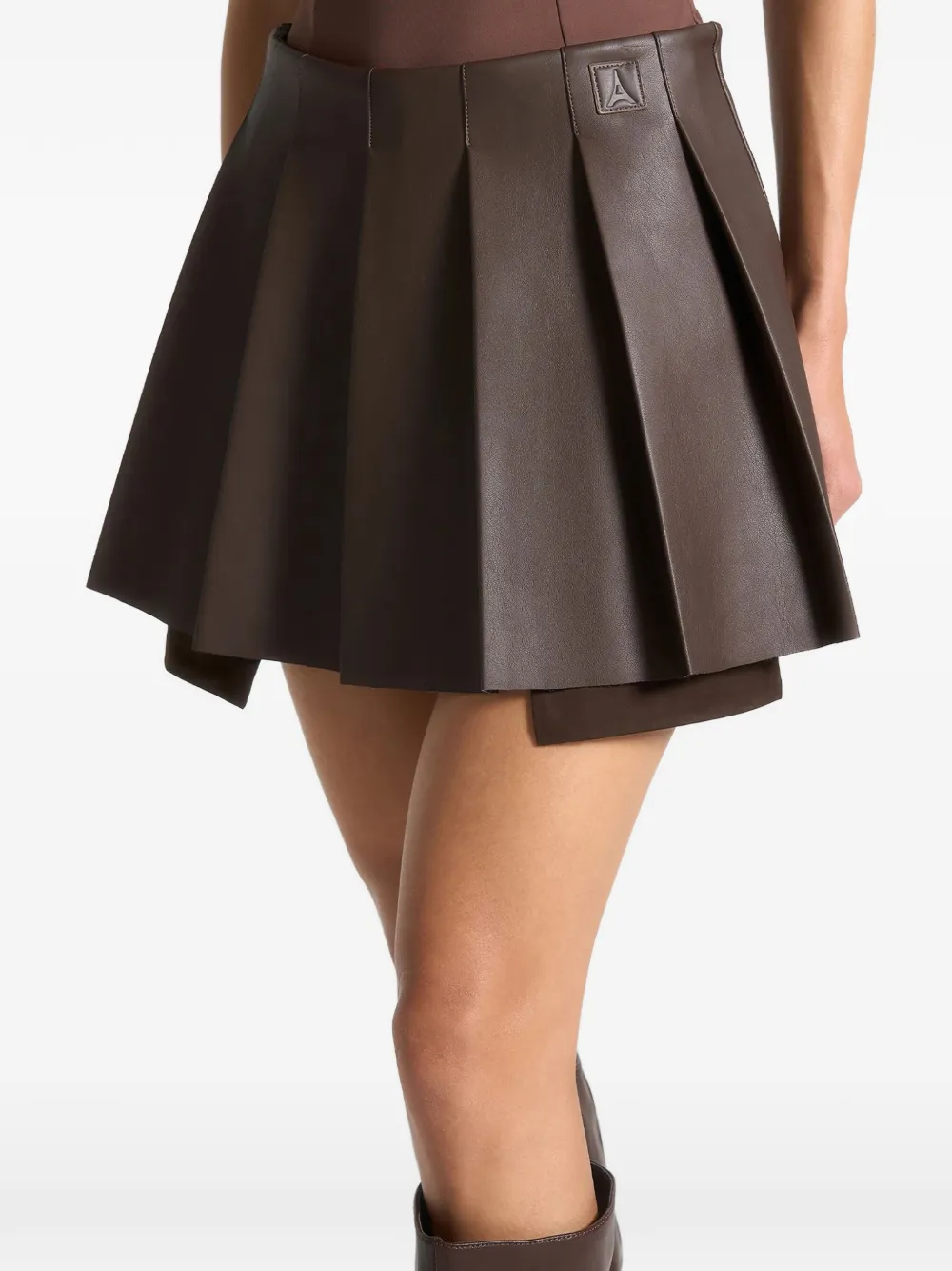 Manière De Voir Pleated Mini Skirt In Brown
