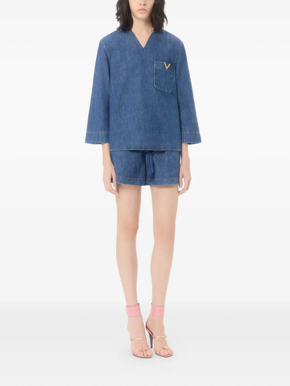 Valentino Garavani Chambray denim shorts Blauw
