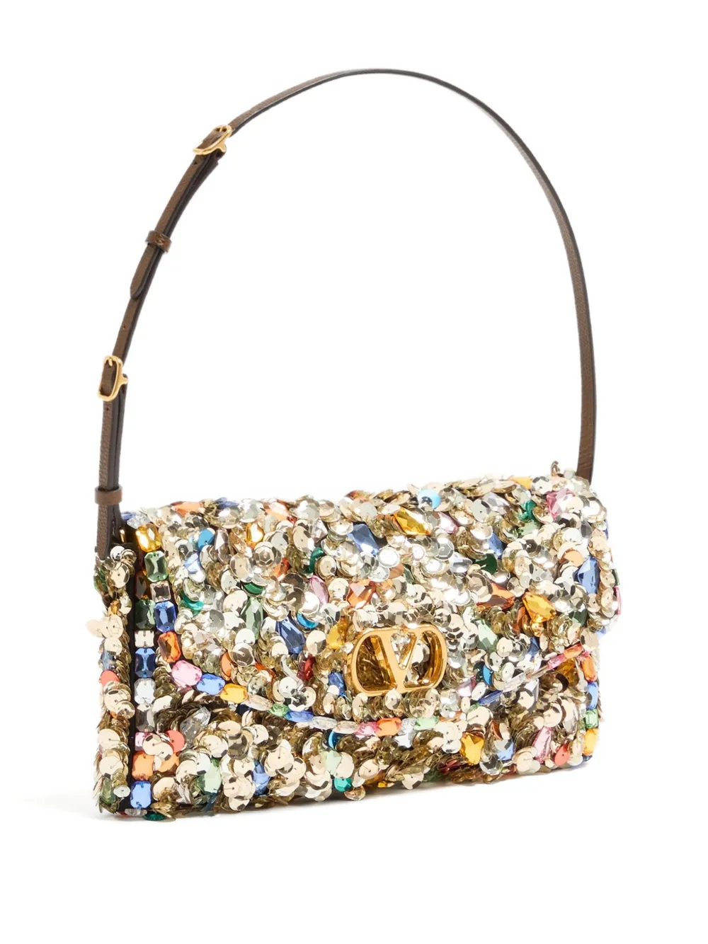 Valentino Devain Sequin Shoulder Bag In Multi