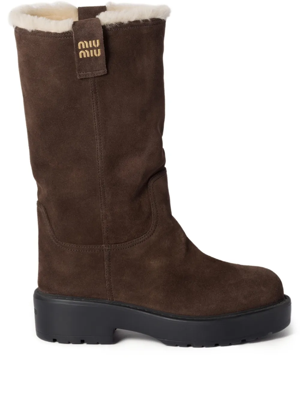 Miu Miu shearling-lined lug-sole boots | Brown | Image 1