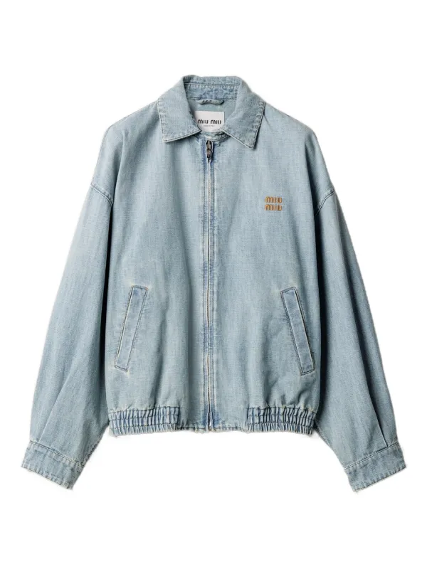 Miu Miu ストーンウォッシュ デニムジャケット | ブルー | FARFETCH JP
