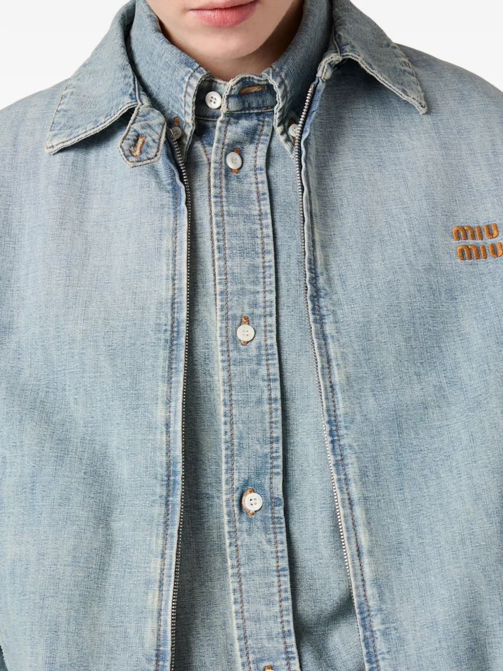 Miu Miu Stonewashed Denim Jacket In Blue