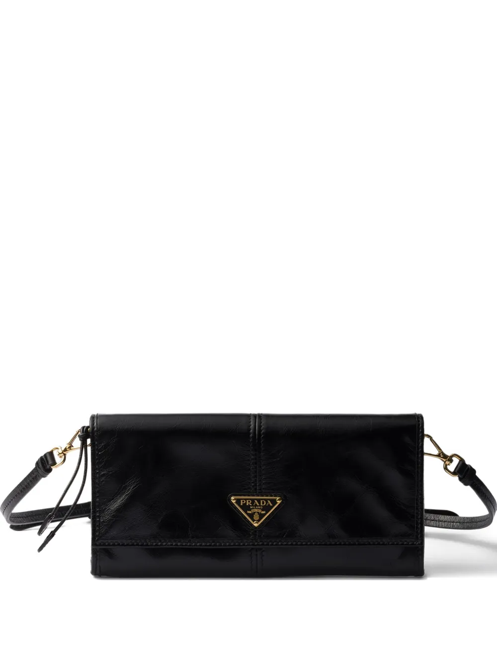 Prada Snap Triangle Leather Wallet In Black