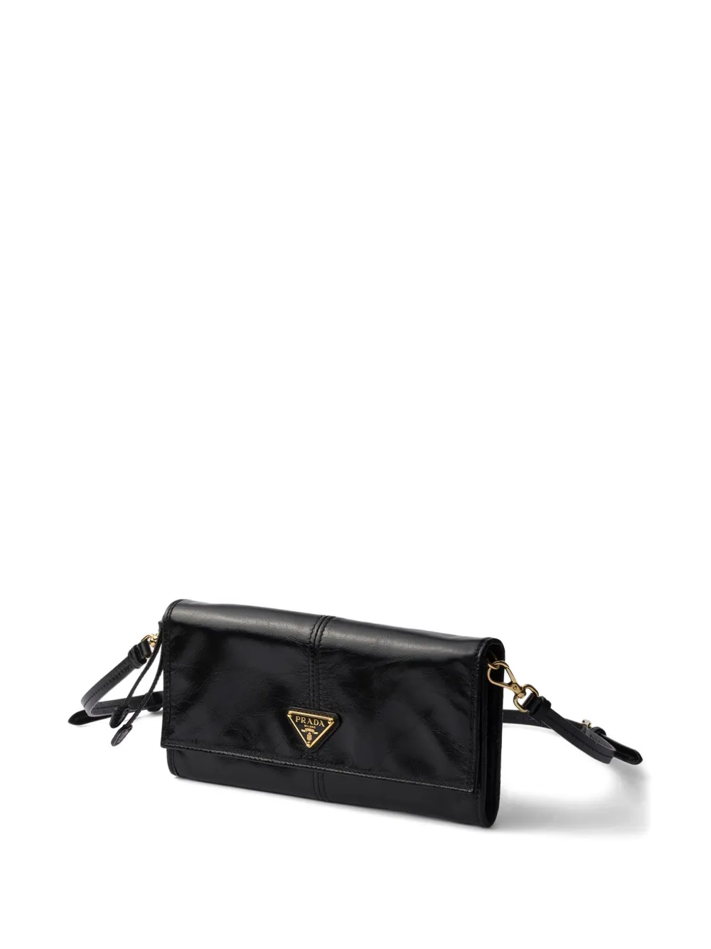 Prada Snap Triangle Leather Wallet In Black