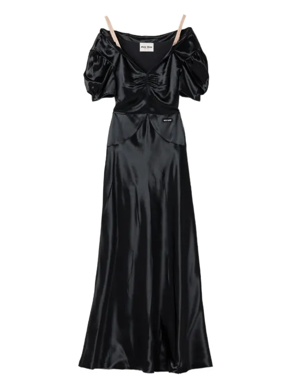 miu miu black silk dress Miu Miu chain-straps Silk Dress | Black
