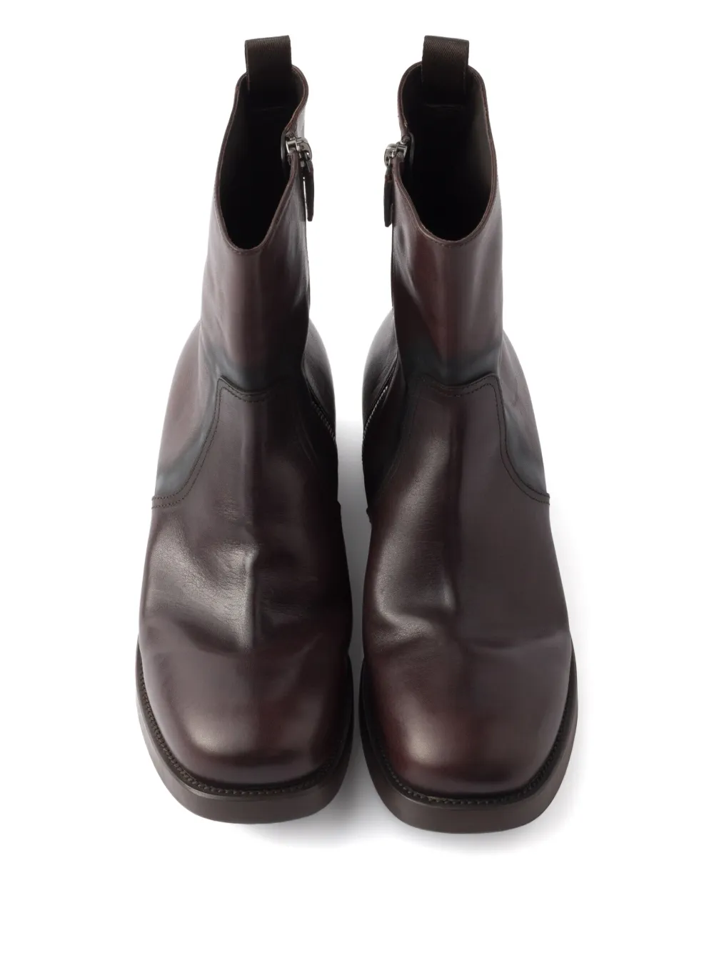 Prada 40mm Pull-tab Zip Boots In Brown