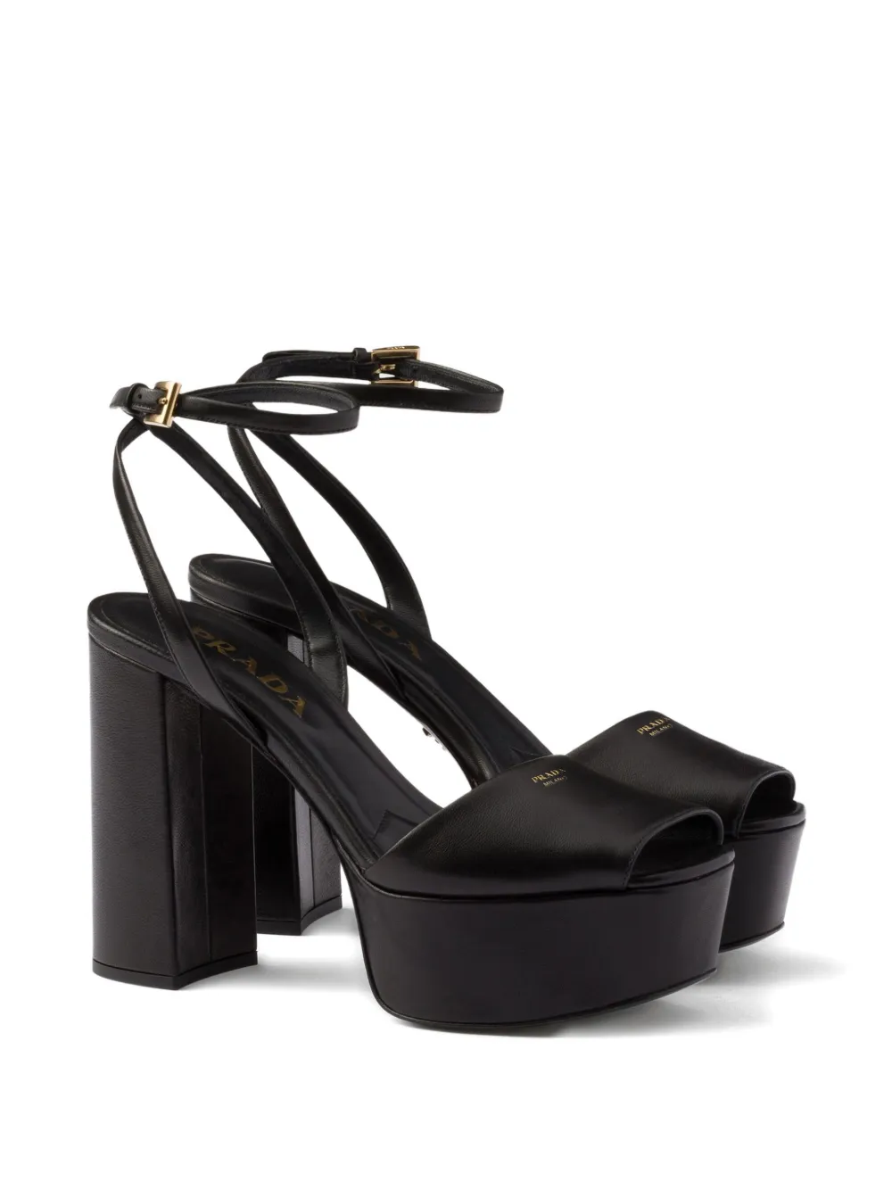 Prada 115mm sandalen met plateauzool en enkelbandje Zwart