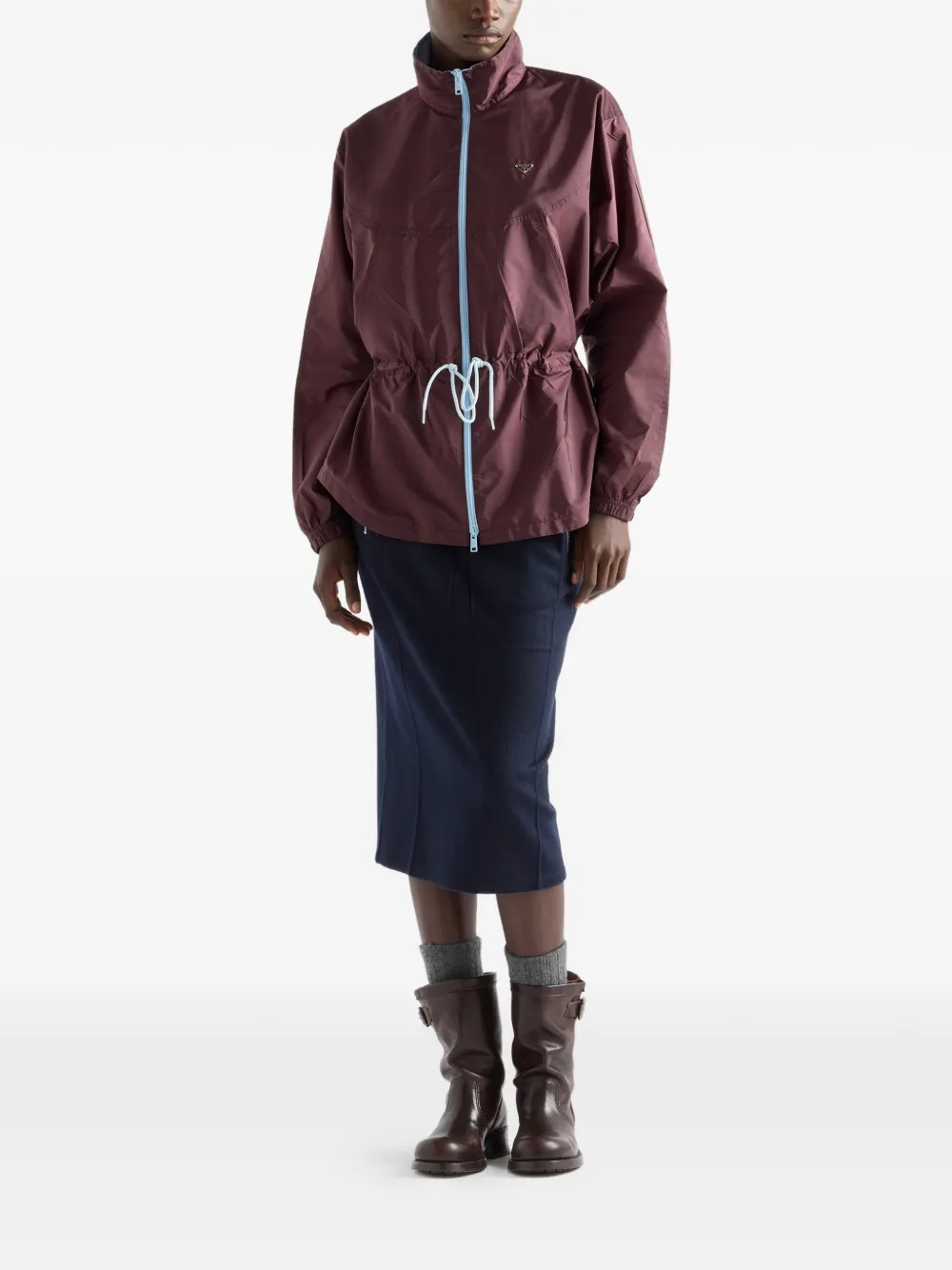 Prada Stand-up Collar Triangle-logo Jacket - Red 