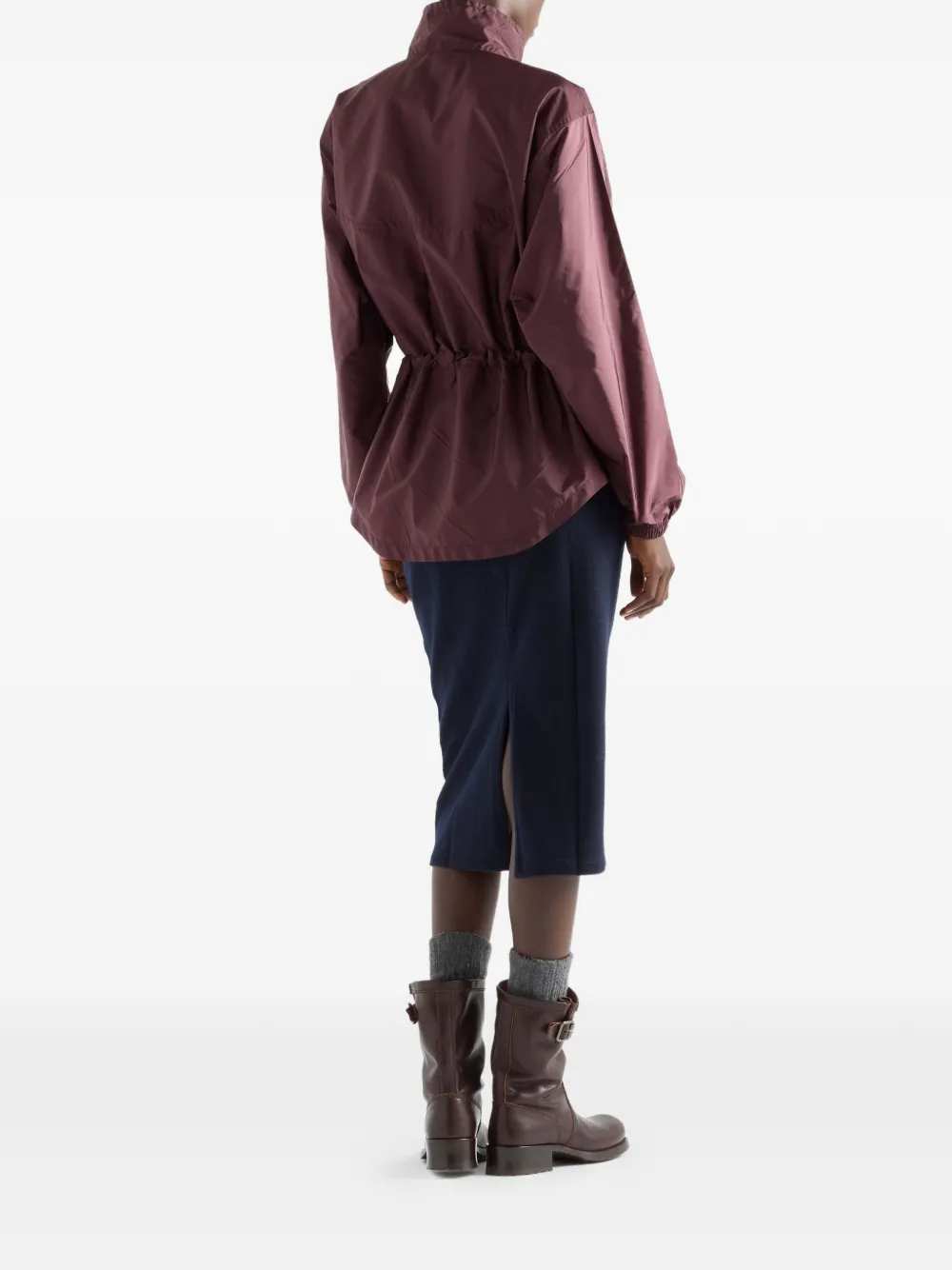  Prada Stand-up Collar Triangle-logo Jacket - Red 