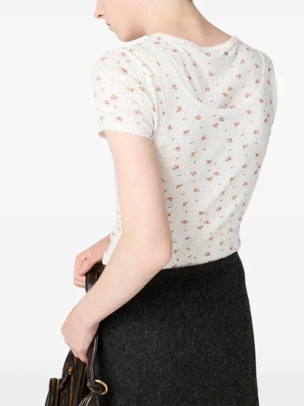Miu Miu floral-pattern logo-label Tank Top | White | FARFETCH ID