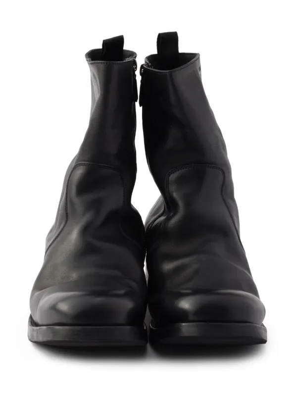 靴 PRADA side gore leather shoes black Prada Zipper Leather Boots | Black | FARFETCH