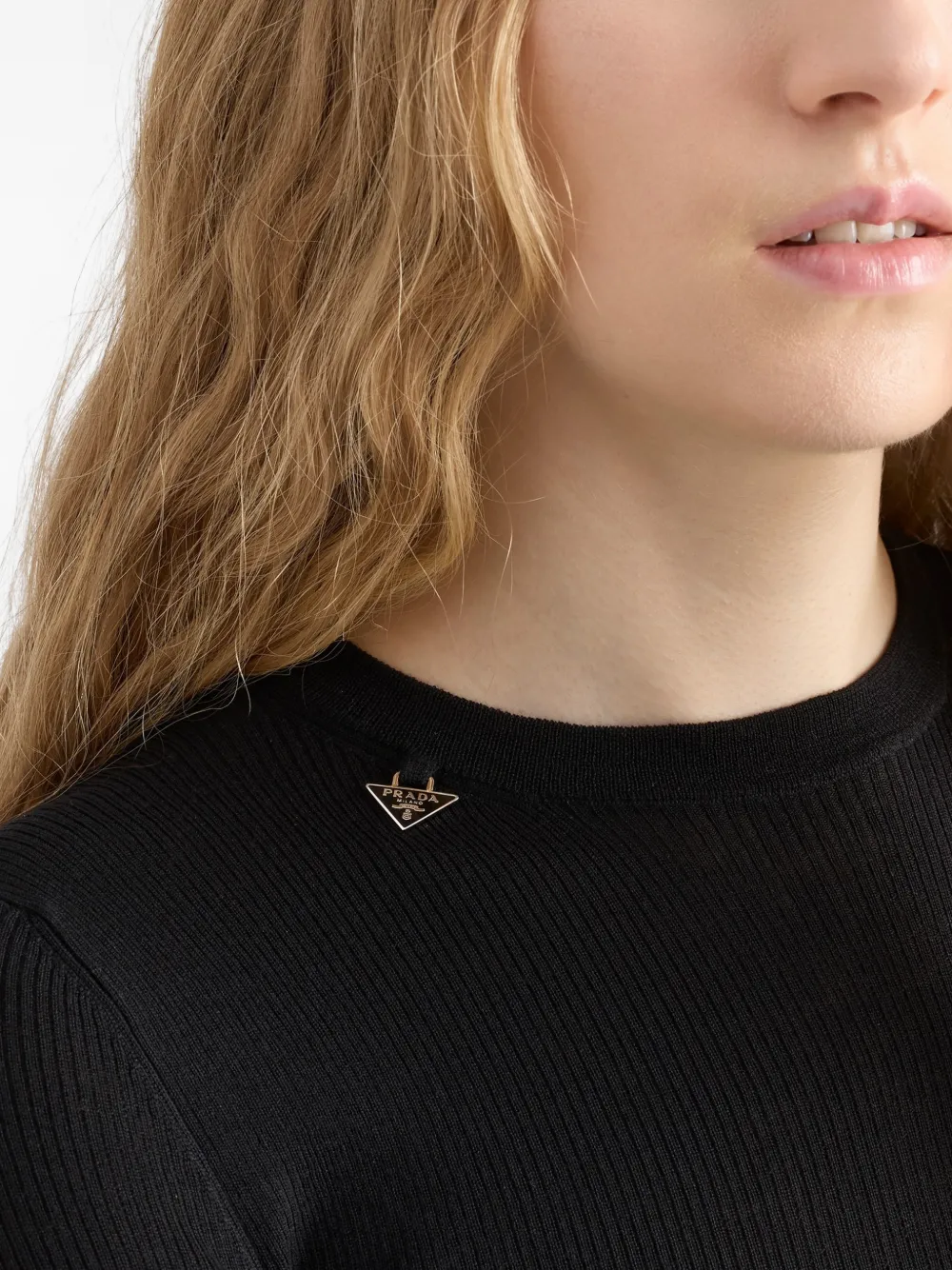 Prada Geribbelde trui met logo Zwart