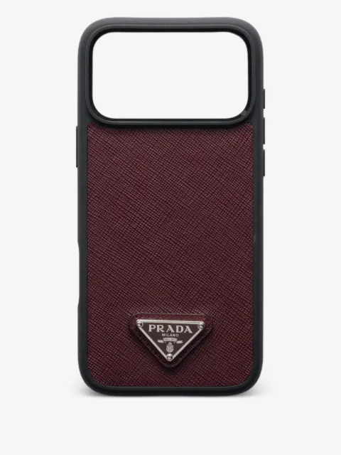 Prada triangle-logo leather iPhone 17 Pro Max case