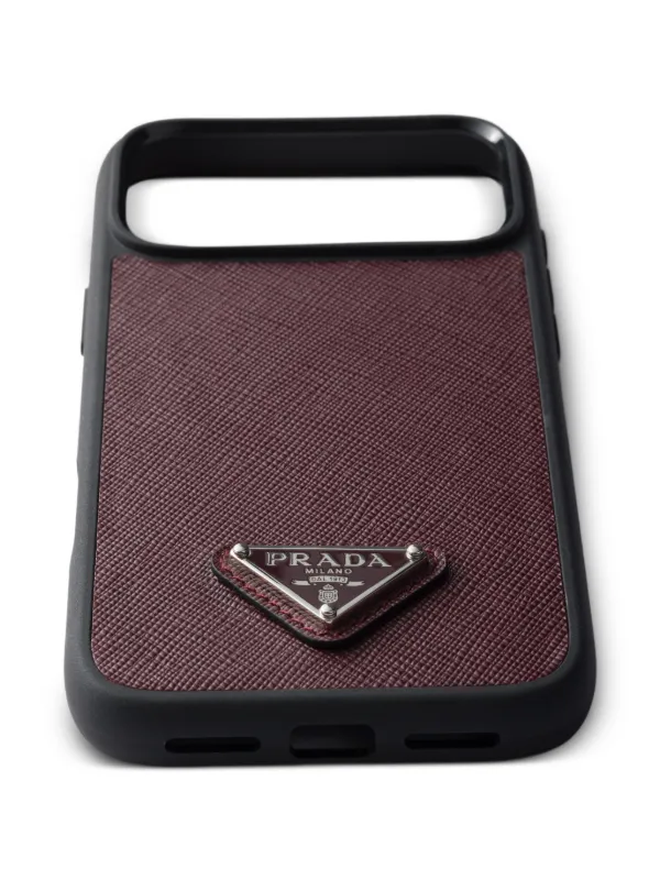 Prada triangle-logo Leather iPhone 17 Pro Max Case | Red | FARFETCH