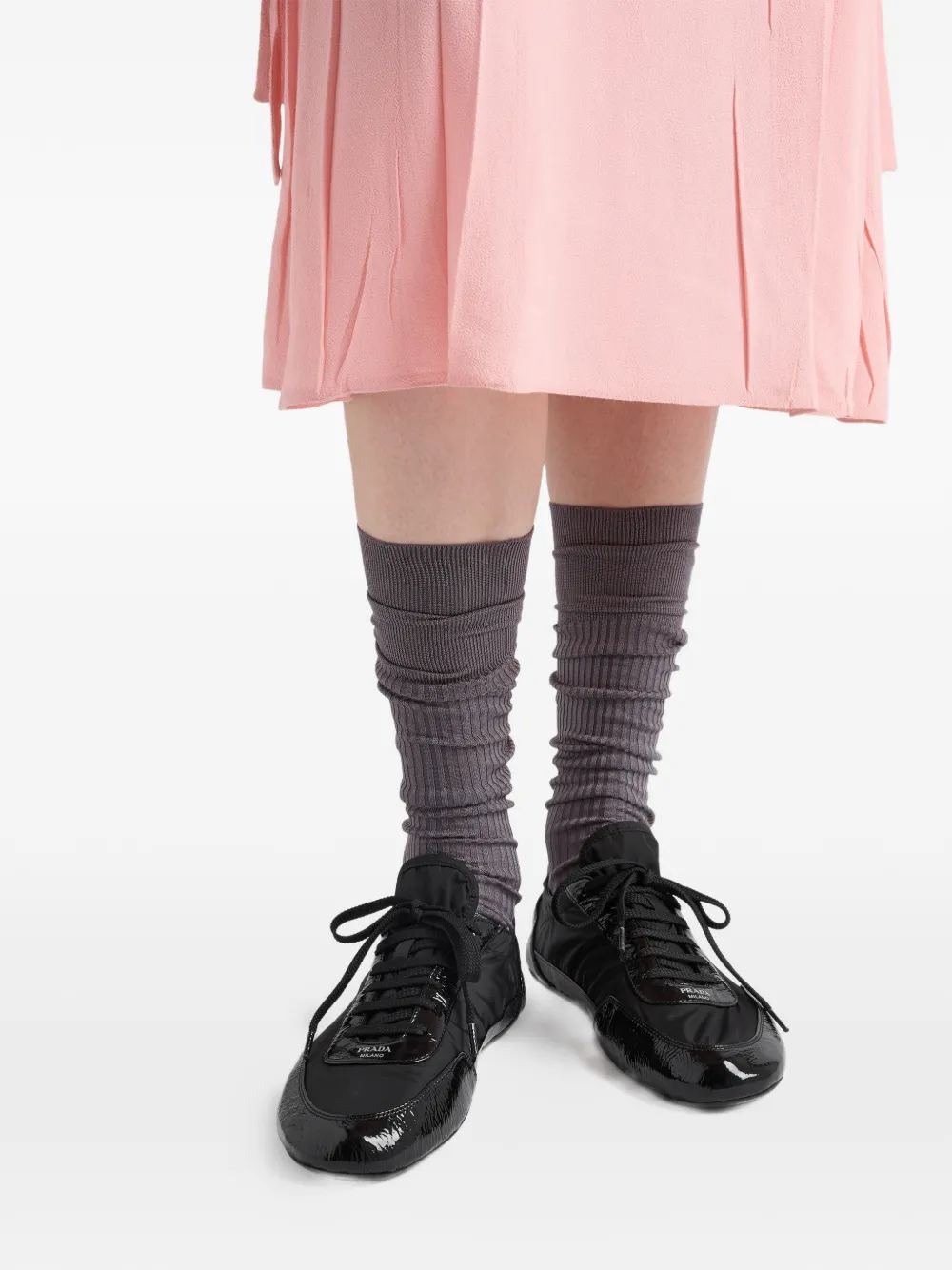 Prada Collapse Re-nylon Sneakers In Black