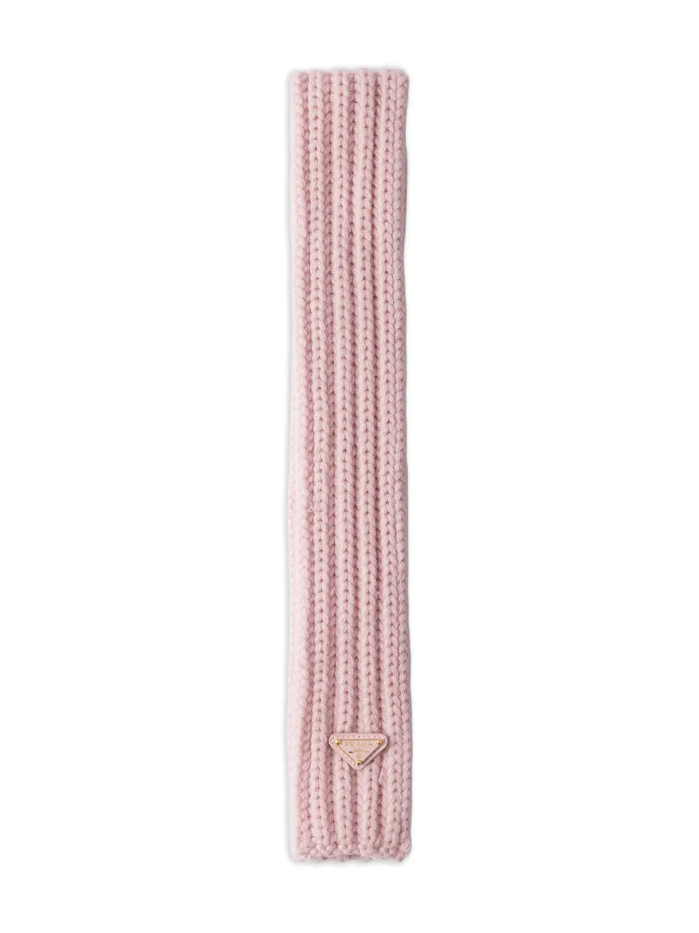 Prada Enameled Triangle Knit Scarf In Pink