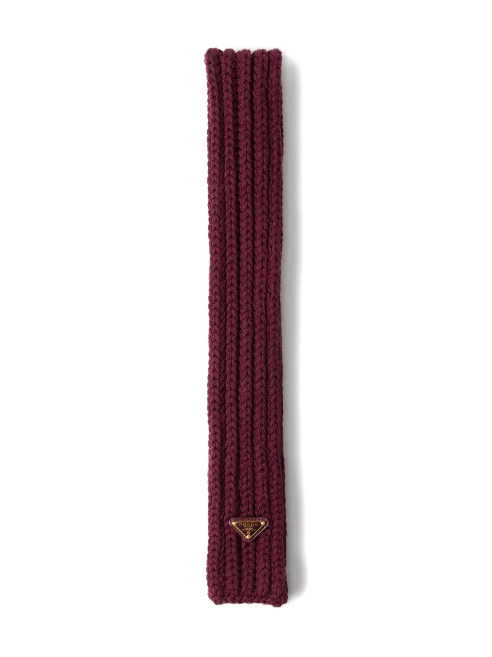 Prada Enameled Metal Rib Knit Scarf In Burgundy