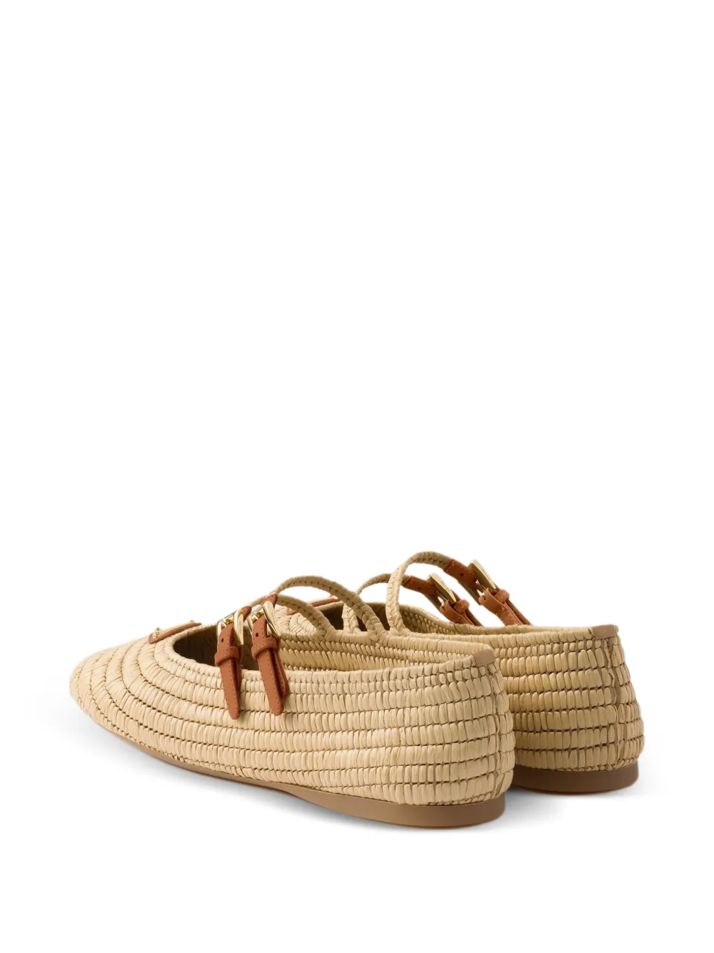 Prada Gehaakte ballerina's met gesp Beige