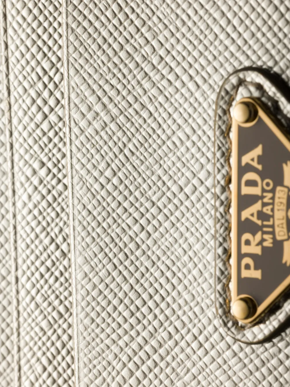 Prada Triangle Logo Leather Card Holder In Gold