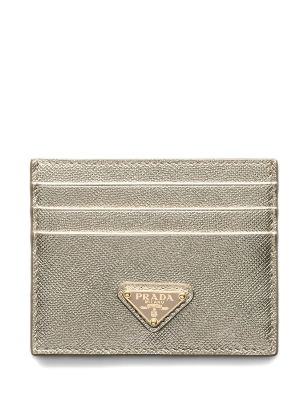Prada triangle logo leather card holder | Gold | Image 1