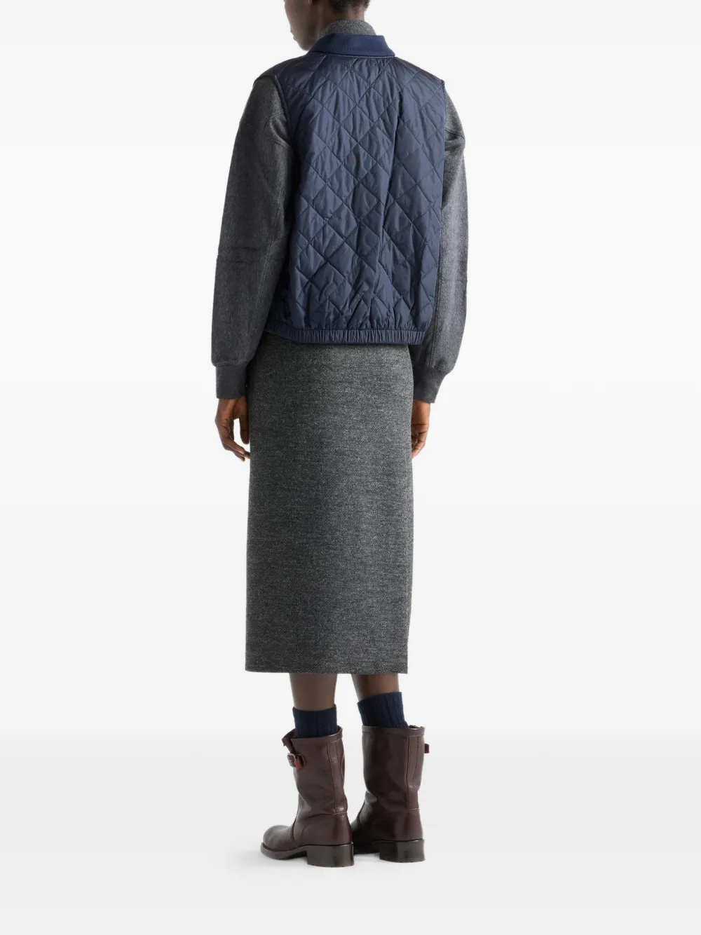 Prada Re-nylon Ribbed Knit Quilted Vest In Blue