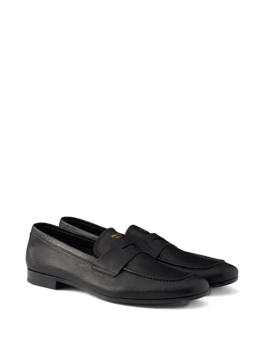 Prada leather band logo loafers - Zwart