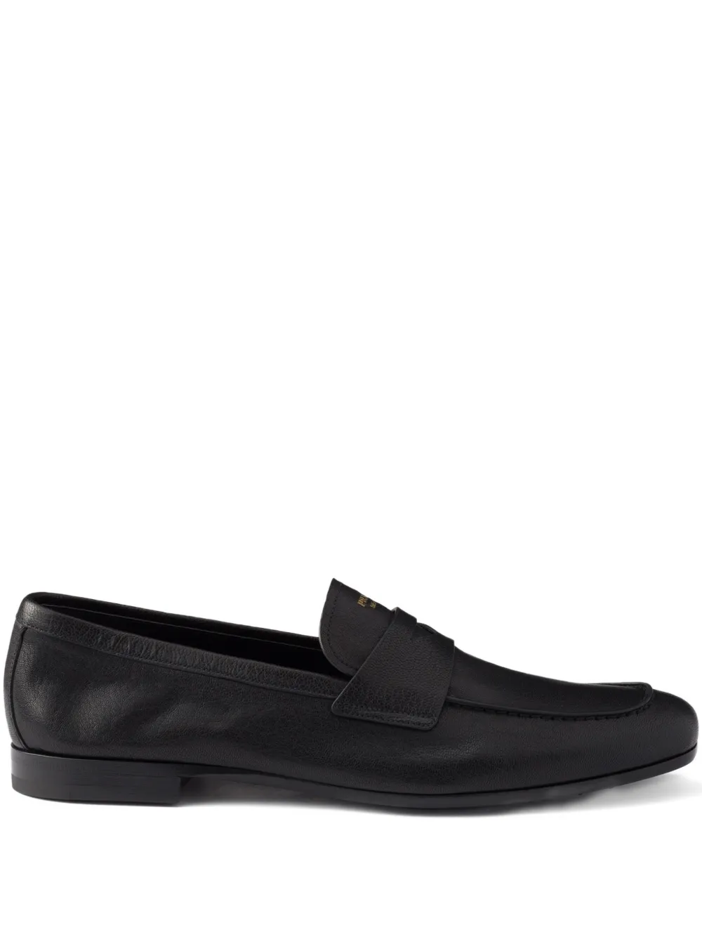 Prada Leather Band Logo Loafers In Black