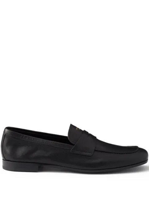Prada leather band logo loafers