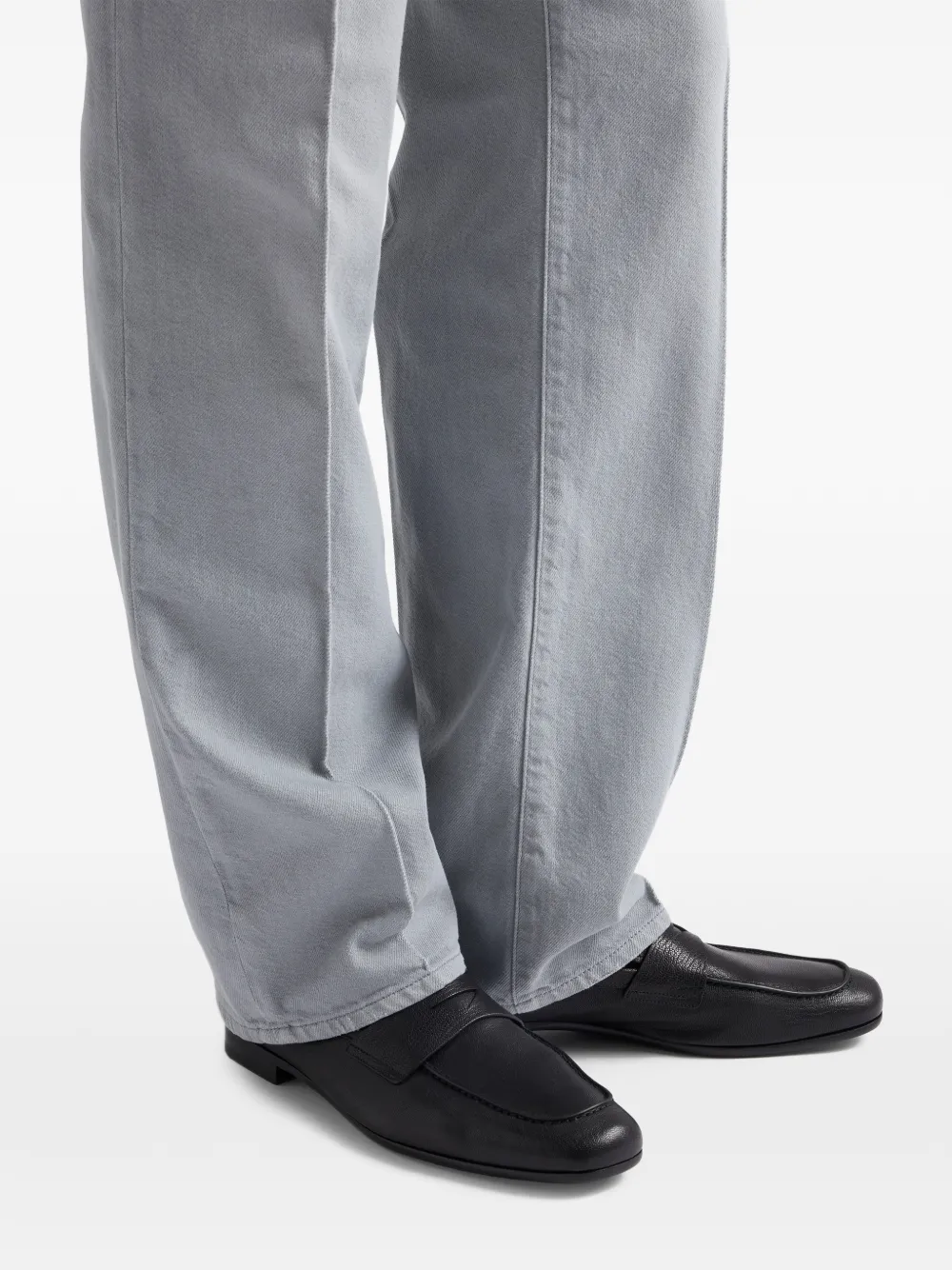 Prada Leren loafers met logoband Zwart